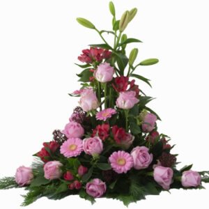 Begravningsdekoration i rosa och lila